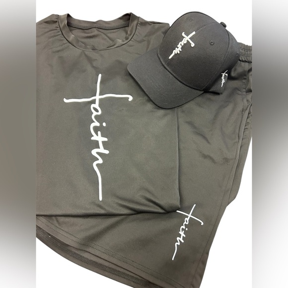 Black Faith Graphic T-Shirt, Shorts, and Cap Set, Unisex, NWOT, Size 3X - Picture 6 of 6